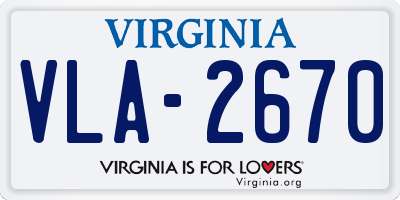 VA license plate VLA2670