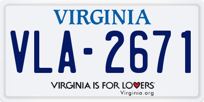 VA license plate VLA2671