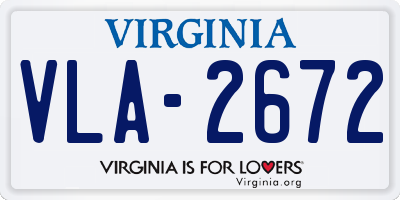 VA license plate VLA2672
