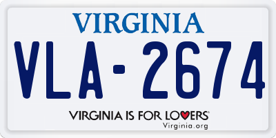 VA license plate VLA2674