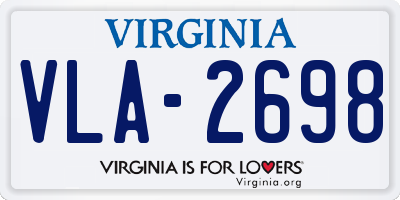 VA license plate VLA2698