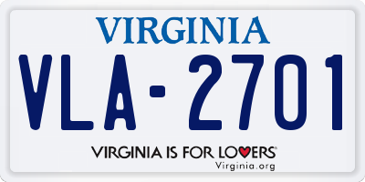 VA license plate VLA2701