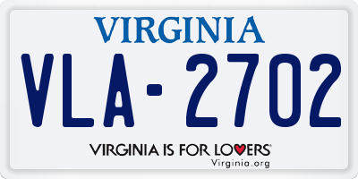 VA license plate VLA2702