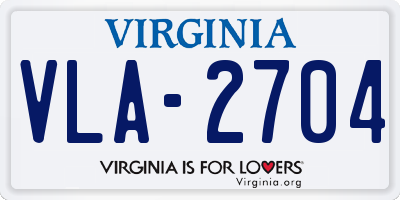 VA license plate VLA2704