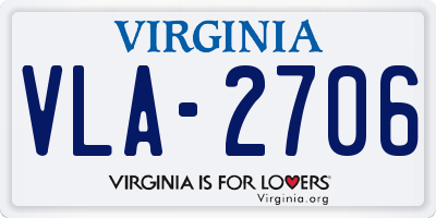 VA license plate VLA2706