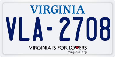 VA license plate VLA2708