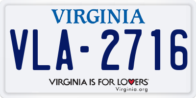 VA license plate VLA2716