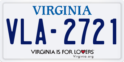 VA license plate VLA2721