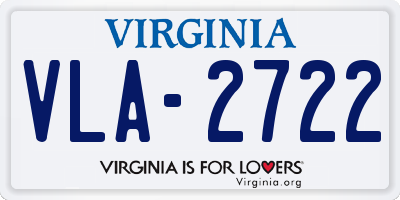 VA license plate VLA2722