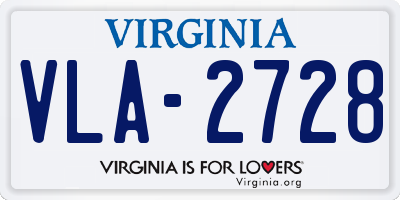 VA license plate VLA2728