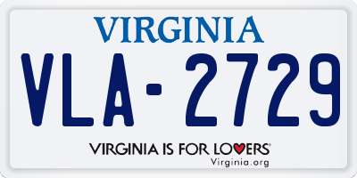 VA license plate VLA2729