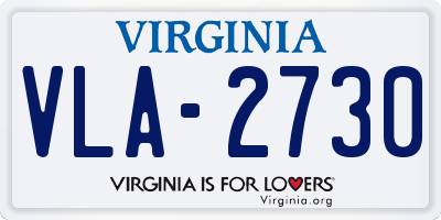 VA license plate VLA2730