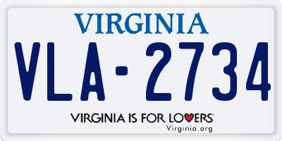 VA license plate VLA2734