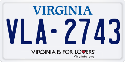 VA license plate VLA2743