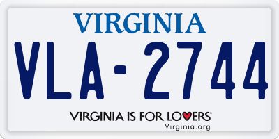 VA license plate VLA2744