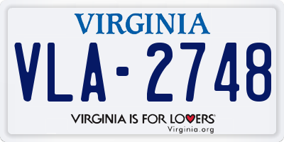 VA license plate VLA2748