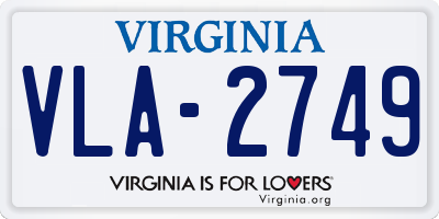VA license plate VLA2749