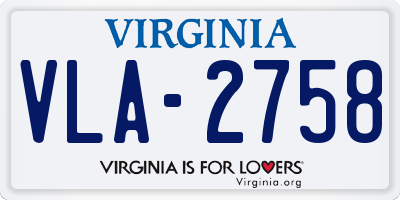 VA license plate VLA2758