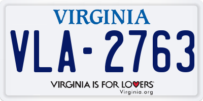 VA license plate VLA2763