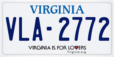 VA license plate VLA2772