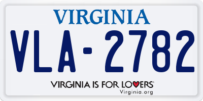 VA license plate VLA2782