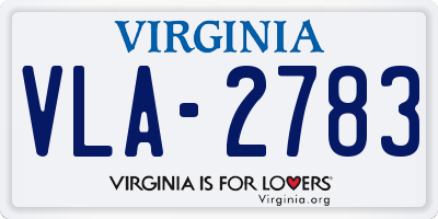 VA license plate VLA2783