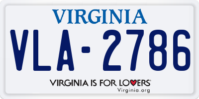 VA license plate VLA2786
