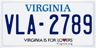 VA license plate VLA2789