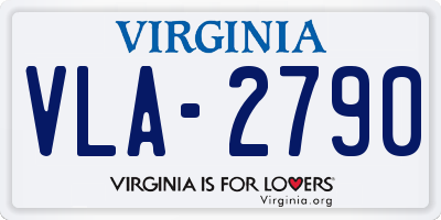 VA license plate VLA2790