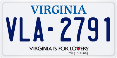 VA license plate VLA2791