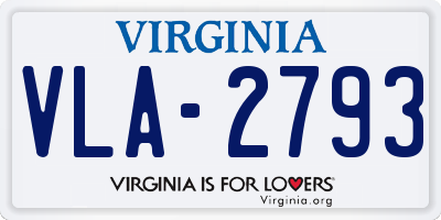 VA license plate VLA2793
