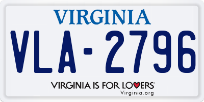 VA license plate VLA2796