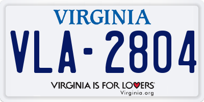 VA license plate VLA2804