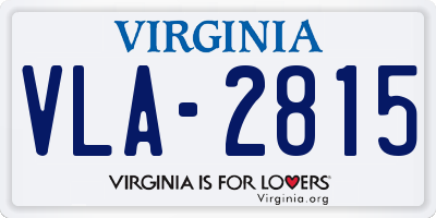 VA license plate VLA2815