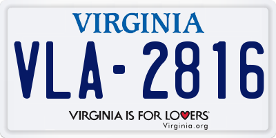 VA license plate VLA2816