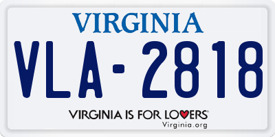 VA license plate VLA2818