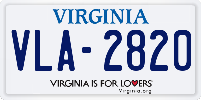 VA license plate VLA2820