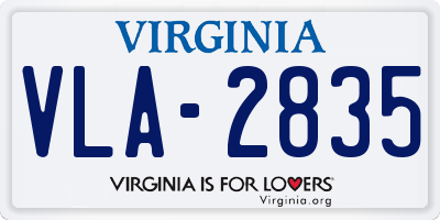 VA license plate VLA2835