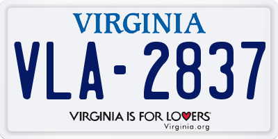 VA license plate VLA2837