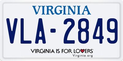 VA license plate VLA2849