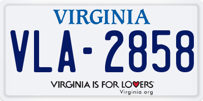 VA license plate VLA2858