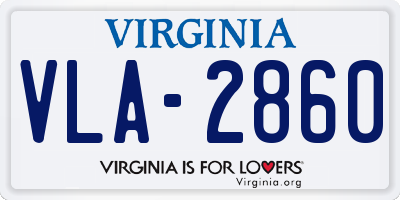 VA license plate VLA2860