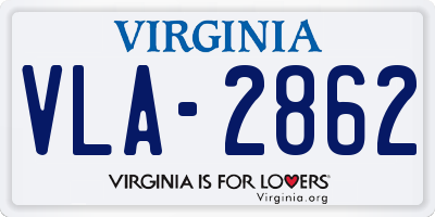 VA license plate VLA2862