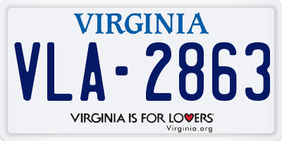 VA license plate VLA2863