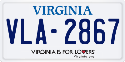VA license plate VLA2867