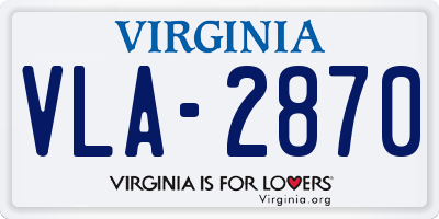 VA license plate VLA2870