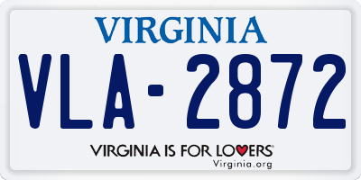 VA license plate VLA2872