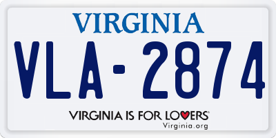 VA license plate VLA2874
