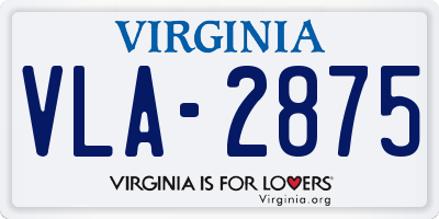 VA license plate VLA2875