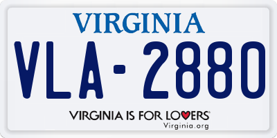 VA license plate VLA2880